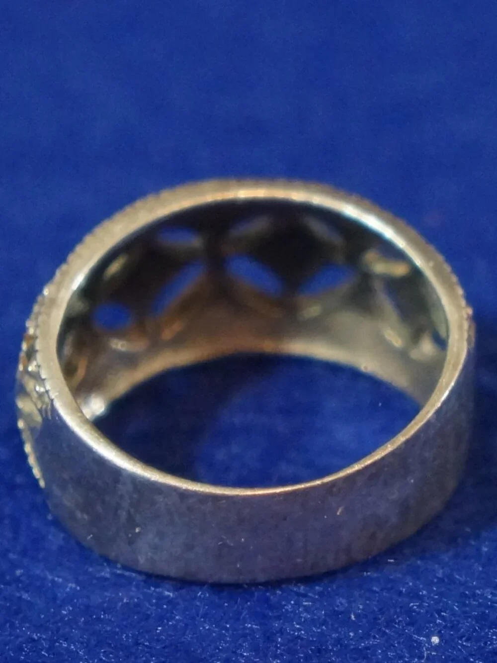 Vintage Sterling Silver 925 Marcasite Wide Filigree Band Ring Size 6.75